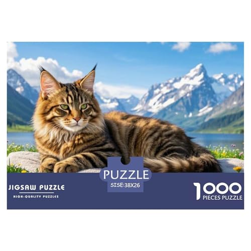 Maine Coon Puzzles 1000 Teile Schwer Puzzle Spielzeug Pädagogisches Spiel Impossible Herausforderungsspielzeug Für Erwachsene Und Kinder Ab 14 Jahren 38x26cm/1000pcs von CRKATXU