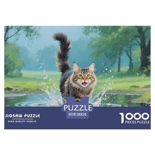 Maine Coon Puzzles 1000-teilige Schwer Puzzle Spielzeug Lernspiel Impossible Herausforderungsspielzeug Für Erwachsene Und Kinder in Bewährter 38x26cm/1000pcs von CRKATXU