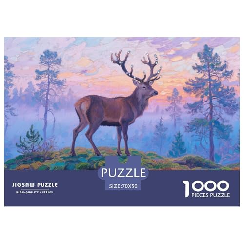 Milu Hirsch Puzzle 1000 Teile Schwer Puzzle Spielzeug Lernspiel Impossible Herausforderung Spielzeug Für Erwachsene Und Kinder in Bewährter 70x50cm/1000pcs von CRKATXU
