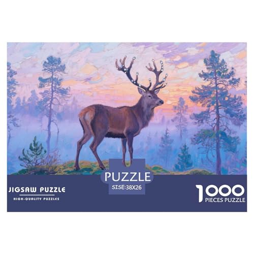 Milu Hirsch Puzzle 1000-teilige Schwer Puzzle Spielzeug Lernspiel Impossible Herausforderung Spielzeug Für Erwachsene Und Kinder Ab 12 Jahren 38x26cm/1000pcs von CRKATXU