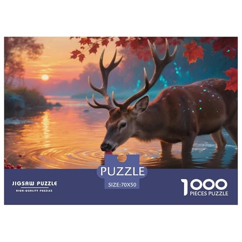 Milu Hirsch Puzzle 1000-teilige Schwer Puzzle Spielzeug Lernspiel Impossible Herausforderung Spielzeug Für Erwachsene Und Kinder Ab 12 Jahren 70x50cm/1000pcs von CRKATXU