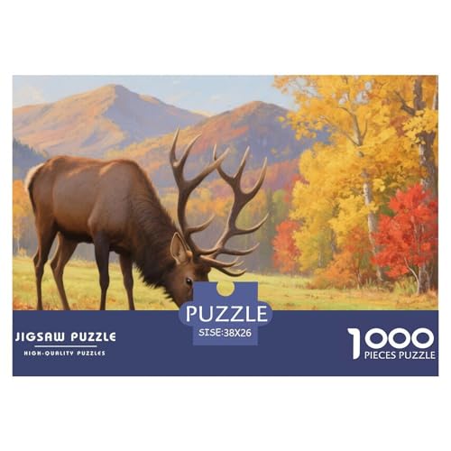 Milu Hirsch Puzzles 1000 Teile Schwer Puzzle Spielzeug Pädagogisches Spiel Impossible Herausforderung Spielzeug Für Erwachsene Kinder 38x26cm/1000pcs von CRKATXU