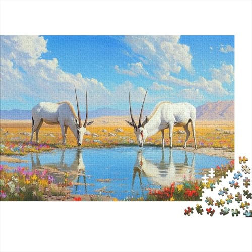 Mongolische Gazelle Puzzle 1000 Teile Schwer Puzzle Spielzeug Lernspiel Impossible Herausforderung Spielzeug Für Erwachsene Und Kinder Ab 12 Jahren 1000pcs (75x50cm) von CRKATXU
