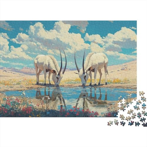 Mongolische Gazelle Puzzle 1000 Teile Schwer Puzzle Spielzeug Pädagogisches Spiel Impossible Oasis Herausforderungsspielzeug Für Erwachsene Und Kinder in Bewährter 1000pcs (75x50cm) von CRKATXU