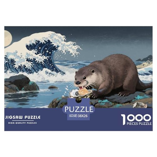 Otter Puzzle 1000 Teile Schwer Puzzle Spielzeug Lernspiel Impossible Herausforderungsspielzeug Für Erwachsene Und Kinder in Bewährter 38x26cm/1000pcs von CRKATXU