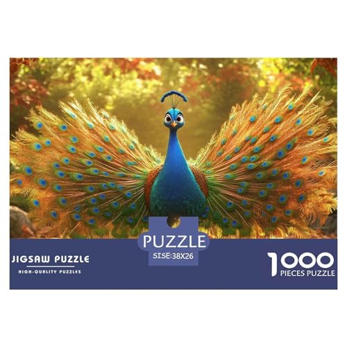 Pfauen Puzzle 1000 Teile Schwer Puzzle Spielzeug Lernspiel Impossible Herausforderungsspielzeug Für Erwachsene Kinder 38x26cm/1000pcs von CRKATXU