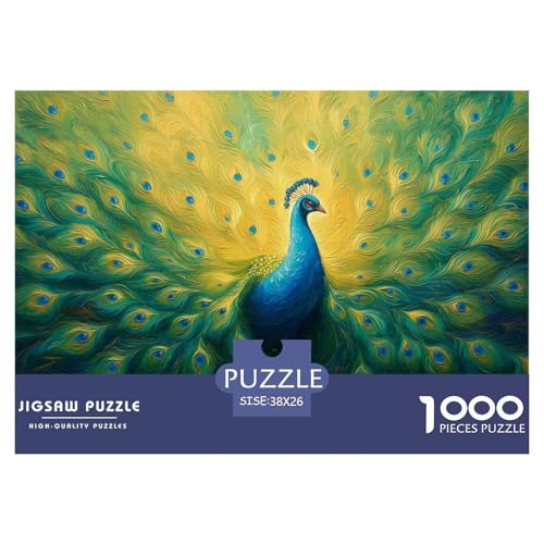 Pfauen Puzzle 1000 Teile Schwer Puzzle Spielzeug Pädagogisches Spiel Impossible Herausforderung Spielzeug Für Erwachsene Kinder 38x26cm/1000pcs von CRKATXU