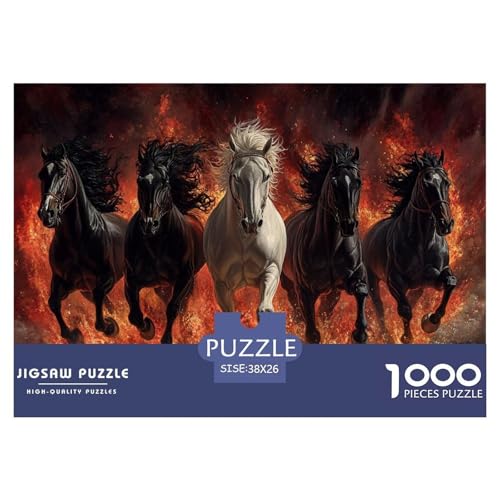 Pferd Puzzle 1000 Teile Schwer Puzzle Spielzeug Lernspiel Impossible Herausforderung Spielzeug Für Erwachsene Kinder 38x26cm/1000pcs von CRKATXU