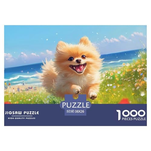 Pomerian Hund Puzzles 1000 Teile Schwer Puzzle Spielzeug Lernspiel Impossible Herausforderung Spielzeug Für Erwachsene Und Kinder Ab 14 Jahren 38x26cm/1000pcs von CRKATXU