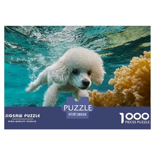 Poodle Puzzle 1000-teilige Schwer Puzzle Spielzeug Lernspiel Impossible Herausforderung Spielzeug Für Erwachsene Und Kinder in Bewährter 38x26cm/1000pcs von CRKATXU
