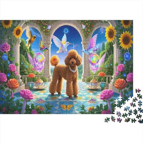 Pudel 1000 Teile Puzzle Für Erwachsene Und Kinder Ab 14 Jahren Curly Fur Tail-Wagging Interaction Jigsaw Puz von CRKATXU