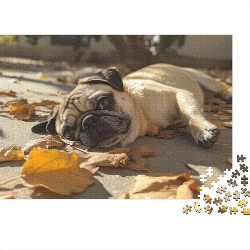 Pug Puzzle 1000 Teile Schwer Puzzle Spielzeug Lernspiel Impossible Herausforderungsspielzeug Für Erwachsene Und Kinder in Bewährter 1000pcs (75x50cm) von CRKATXU
