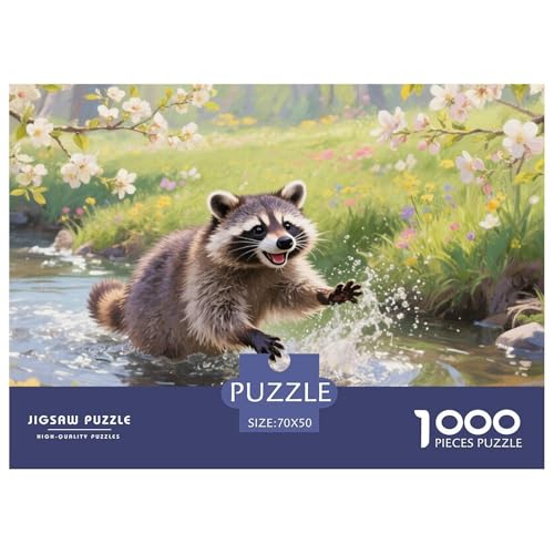Raccoon Puzzle 1000-teilige Schwer Puzzle Spielzeug Lernspiel Impossible Herausforderung Spielzeug Für Erwachsene Und Kinder in Bewährter 70x50cm/1000pcs von CRKATXU