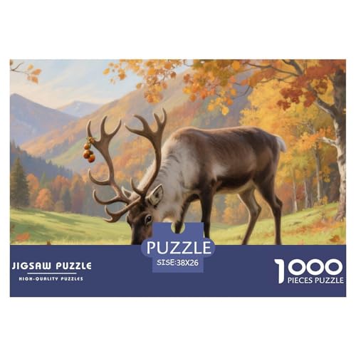 Rentiere Puzzle 1000 Teile Schwer Puzzle Spielzeug Pädagogisches Spiel Impossible Herausforderungsspielzeug Für Erwachsene Und Kinder Ab 12 Jahren 38x26cm/1000pcs von CRKATXU