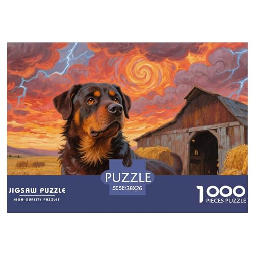 Rottweiler Puzzle 1000 Teile Schwer Puzzle Spielzeug Lernspiel Impossible Herausforderung Spielzeug Für Erwachsene Kinder 38x26cm/1000pcs von CRKATXU