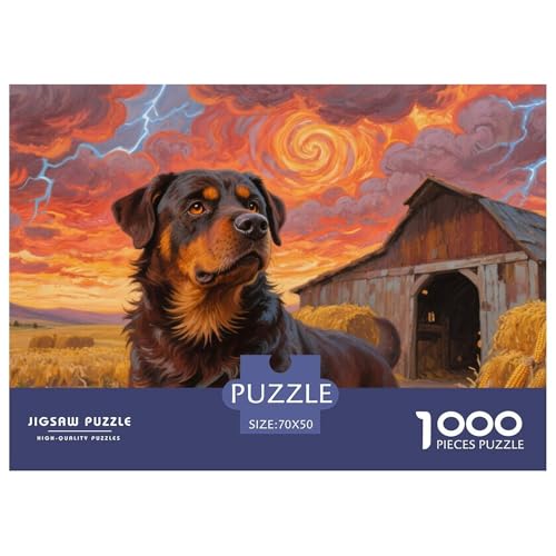 Rottweiler Puzzles 1000 Teile Schwer Puzzle Spielzeug Pädagogisches Spiel Impossible Herausforderung Spielzeug Für Erwachsene Kinder 70x50cm/1000pcs von CRKATXU
