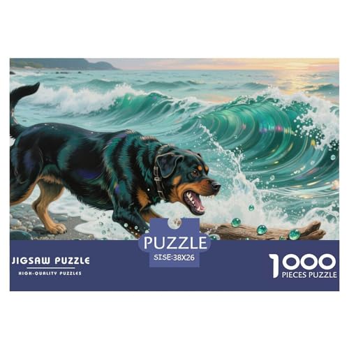Rottweiler Puzzles 1000 Teile Schwer Puzzle Spielzeug Pädagogisches Spiel Impossible Herausforderung Spielzeug Für Erwachsene Und Kinder in Bewährter 38x26cm/1000pcs von CRKATXU