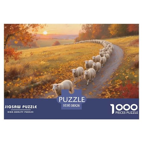 Schafe Puzzle 1000-teilige Schwer Puzzle Spielzeug Pädagogisches Spiel Impossible Herausforderungsspielzeug Für Erwachsene Und Kinder Ab 14 Jahren 38x26cm/1000pcs von CRKATXU