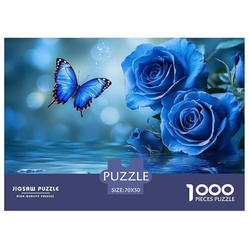 Schmetterling and Rose Puzzle 1000 Teile Schwer Puzzle Spielzeug Lernspiel Impossible Herausforderungsspielzeug Für Erwachsene Und Kinder Ab 14 Jahren 70x50cm/1000pcs von CRKATXU