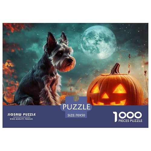 Schnauzer Puzzle 1000 Teile Schwer Puzzle Spielzeug Pädagogisches Spiel Impossible Herausforderung Spielzeug Für Erwachsene Kinder 70x50cm/1000pcs von CRKATXU