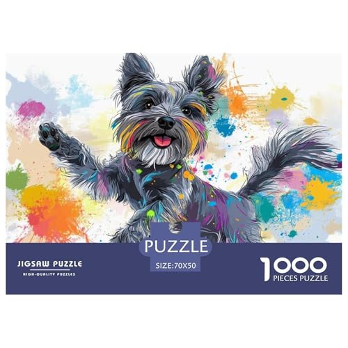 Schnauzer Puzzle 1000-teilige Schwer Puzzle Spielzeug Lernspiel Impossible Herausforderung Spielzeug Für Erwachsene Kinder 70x50cm/1000pcs von CRKATXU