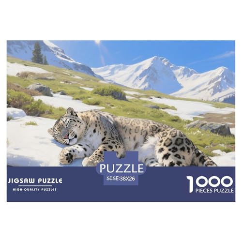 SchneeLeopard Puzzles 1000 Teile Schwer Puzzle Spielzeug Pädagogisches Spiel Impossible Herausforderung Spielzeug Für Erwachsene Kinder 38x26cm/1000pcs von CRKATXU