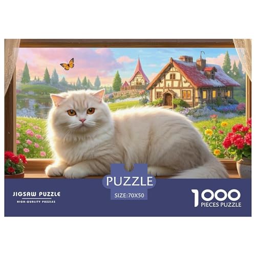Schottische Fold Puzzles 1000 Teile Schwer Puzzle Spielzeug Pädagogisches Spiel Impossible Herausforderung Spielzeug Für Erwachsene Und Kinder Ab 14 Jahren 70x50cm/1000pcs von CRKATXU