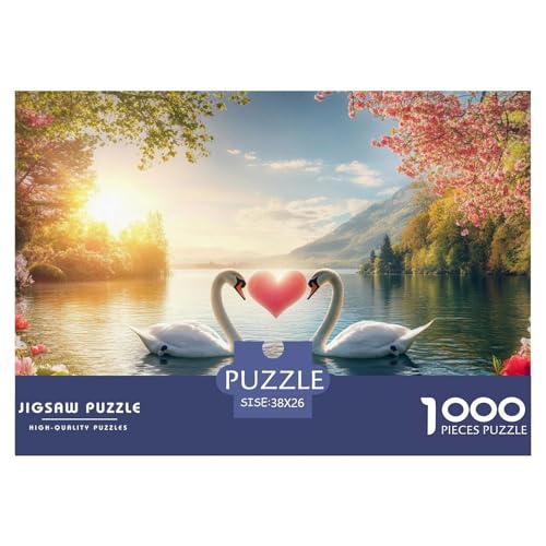 Schwan Puzzle 1000 Teile Schwer Puzzle Spielzeug Lernspiel Impossible Herausforderung Spielzeug Für Erwachsene Kinder 38x26cm/1000pcs von CRKATXU