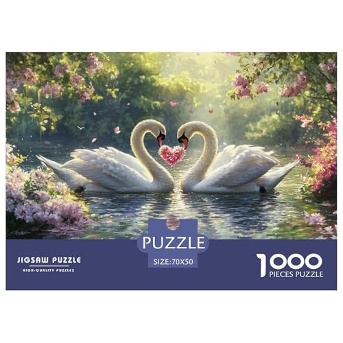Schwan Puzzle 1000-teilige Schwer Puzzle Spielzeug Lernspiel Impossible Herausforderung Spielzeug Für Erwachsene Und Kinder in Bewährter 70x50cm/1000pcs von CRKATXU