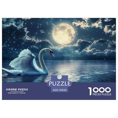 Schwan Puzzle 1000-teilige Schwer Puzzle Spielzeug Lernspiel Impossible künstlerischer Stil Herausforderungsspielzeug Für Erwachsene Und Kinder Ab 14 Jahren 70x50cm/1000pcs von CRKATXU