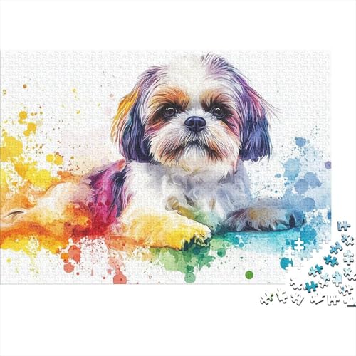 Shih Tzu Puzzle 1000-teilige Schwer Puzzle Spielzeug Pädagogisches Spiel Impossible Herausforderungsspielzeug Für Erwachsene Kinder 1000pcs (75x50cm) von CRKATXU