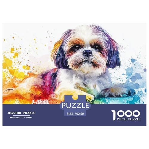 Shih Tzu Puzzles 1000 Teile Schwer Puzzle Spielzeug Lernspiel Impossible Herausforderung Spielzeug Für Erwachsene Und Kinder in Bewährter 70x50cm/1000pcs von CRKATXU