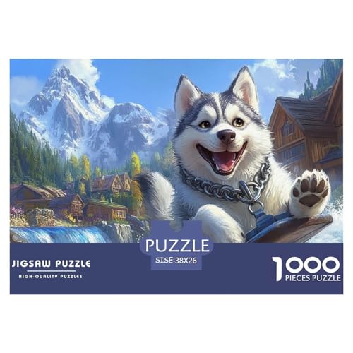 Sibirischer Husky Puzzle 1000 Teile Schwer Puzzle Spielzeug Lernspiel Impossible Herausforderung Spielzeug Für Erwachsene Und Kinder Ab 14 Jahren 38x26cm/1000pcs von CRKATXU
