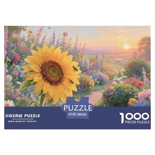 Sonnenblumen Puzzles 1000 Teile Schwer Puzzle Spielzeug Lernspiel Impossible Herausforderungsspielzeug Für Erwachsene Und Kinder in Bewährter 38x26cm/1000pcs von CRKATXU