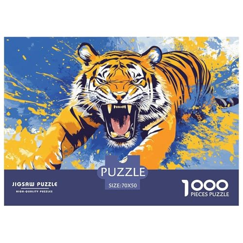 Tiger Puzzle 1000 Teile Schwer Puzzle Spielzeug Pädagogisches Spiel Impossible künstlerischer Stil Herausforderung Spielzeug Für Erwachsene Und Kinder in Bewährter 70x50cm/1000pcs von CRKATXU