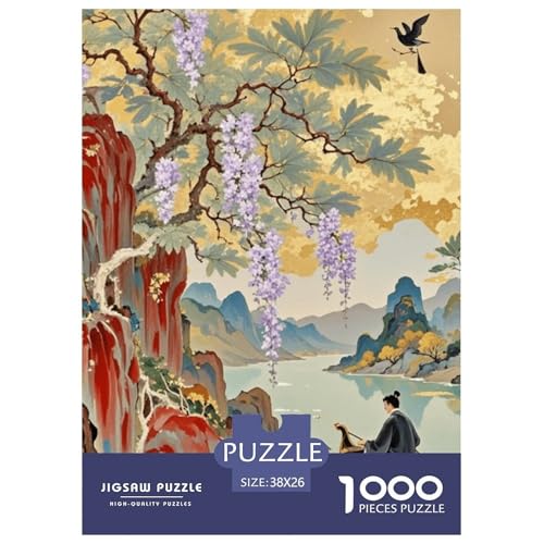Vergoldetes Puzzle Puzzle für Erwachsene Kinder. 1000-teiliges Chinoiserie-Wundersames Herausforderungsspielpädagogisches Spiel Home Decor für pädagogische Spielgeschenke 38x26cm/1000pcs von CRKATXU