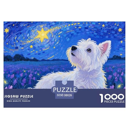 West Highland Weißer Terrier Puzzle 1000 Teile Schwer Puzzle Spielzeug Pädagogisches Spiel Impossible Herausforderungsspielzeug Für Erwachsene Und Kinder Ab 12 Jahren 38x26cm/1000pcs von CRKATXU