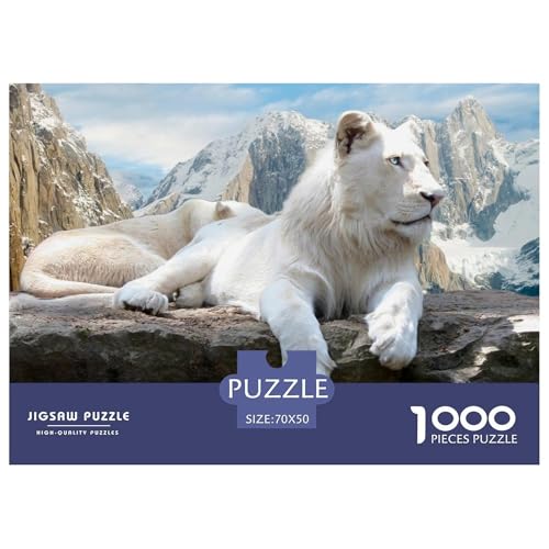 White Löwen Puzzle 1000 Teile Schwer Puzzle Spielzeug Lernspiel Impossible Herausforderung Spielzeug Für Erwachsene Und Kinder Ab 12 Jahren 70x50cm/1000pcs von CRKATXU