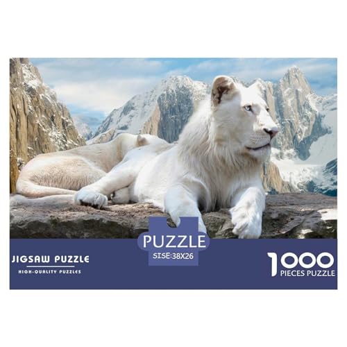 White Löwen Puzzle 1000-teilige Schwer Puzzle Spielzeug Pädagogisches Spiel Impossible Herausforderungsspielzeug Für Erwachsene Und Kinder in Bewährter 38x26cm/1000pcs von CRKATXU