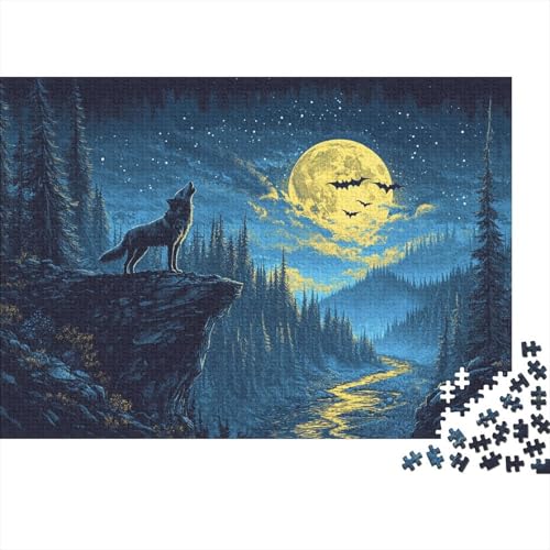 Wolf Puzzle 1000 Teile Schwer Puzzle Spielzeug Pädagogisches Spiel Impossible Wildlife Herausforderung Spielzeug Für Erwachsene Und Kinder in Bewährter 1000pcs (75x50cm) von CRKATXU