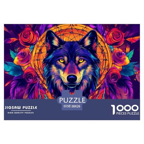 Wolf Puzzle 1000-teilige Schwer Puzzle Spielzeug Pädagogisches Spiel Impossible Herausforderungsspielzeug Für Erwachsene Und Kinder in Bewährter 38x26cm/1000pcs von CRKATXU