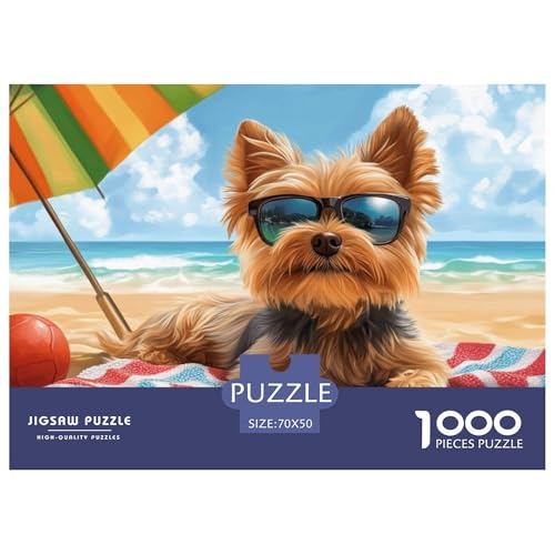 Yorkshire Terrier Puzzle 1000-teilige Schwer Puzzle Spielzeug Lernspiel Impossible Herausforderung Spielzeug Für Erwachsene Und Kinder Ab 12 Jahren 70x50cm/1000pcs von CRKATXU