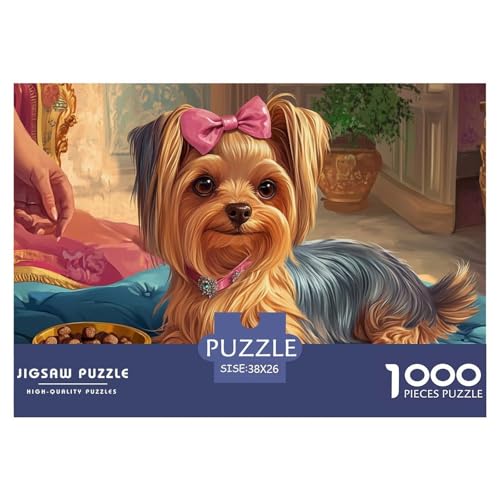 Yorkshire Terrier Puzzle 1000-teilige Schwer Puzzle Spielzeug Pädagogisches Spiel Impossible Herausforderung Spielzeug Für Erwachsene Und Kinder in Bewährter 38x26cm/1000pcs von CRKATXU
