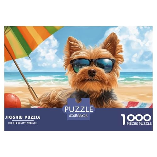Yorkshire Terrier Puzzles 1000 Teile Schwer Puzzle Spielzeug Pädagogisches Spiel Impossible Herausforderung Spielzeug Für Erwachsene Und Kinder Ab 12 Jahren 38x26cm/1000pcs von CRKATXU