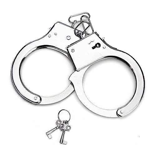 CRLLDPM Handschellen für Kinder, Polizei Handschellen aus Edelstahl mit 2 Schlüssel, zum Räuber und Gendarm Spielen,Handschelle Polizei Spielzeug Handschellen Kinder Metall für Fasching und Karneva von CRLLDPM