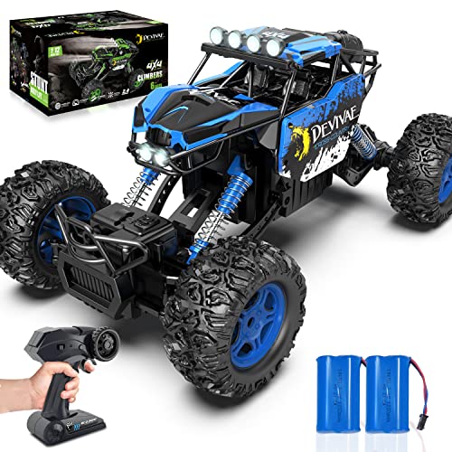 CROBOLL 1:12 Große RC-Autos mit Hebefunktion, 2,4GHz 20km/h ferngesteuertes Auto, Geschenke für Jungen 3 4 5 6 7 8, RC Monster Truck mit 2 Batterien (blau) von CROBOLL