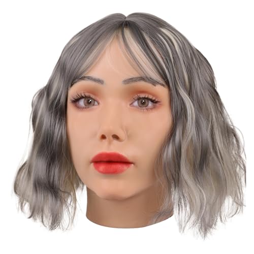 CRRCLSY Silikon Maske Weibliche Realistische Vollgesichtsmaske, Weich Crossdresser Kann Mit Augenbrauen für Drag Queen Party, Sissy, Cosplay Schminken (Braun) von CRRCLSY