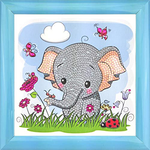 Craft Buddy Crystal Art CAFBL-3 Elefant, 16x16cm Kristallkunst zum Einrahmen, Mehrfarbig von CRYSTAL ART