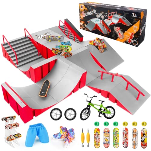 CS COSDDI Finger Skateboard Ramp Set, 25Pcs Mini Finger Skateboard and Ramp Accessory Set, Skate Park Kit inkl. Skateboards, Rampen, Skates, and Bikes, Party Bags for Children's Birthday CS COSDDI Finger Skateboard Ramp Set, 25Pcs Mini Finger Skateboard and Ramp Accessory Set, Skate Park Kit inkl. Skateboards, Rampen, Skates, and Bikes, Party Bags for Children's Birthday von CS COSDDI