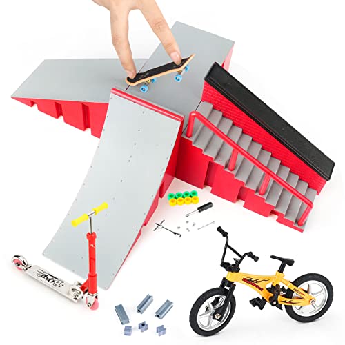 CS COSDDI Finger Skateboard und Rampe Zubehör Set, Fingerboard Skate Park Spielzeug Set, DIY Montage Skate Park Kit Fingerspielzeug Mit Rampe Parks Für Fingersportarten, Geschenk Für Kinder (C) von CS COSDDI